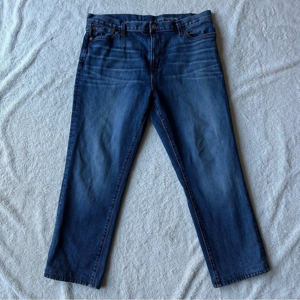 Outerknown SEA Jeans Local Straight Fit Blue Wash Mens Hemmed 37x27(measured)